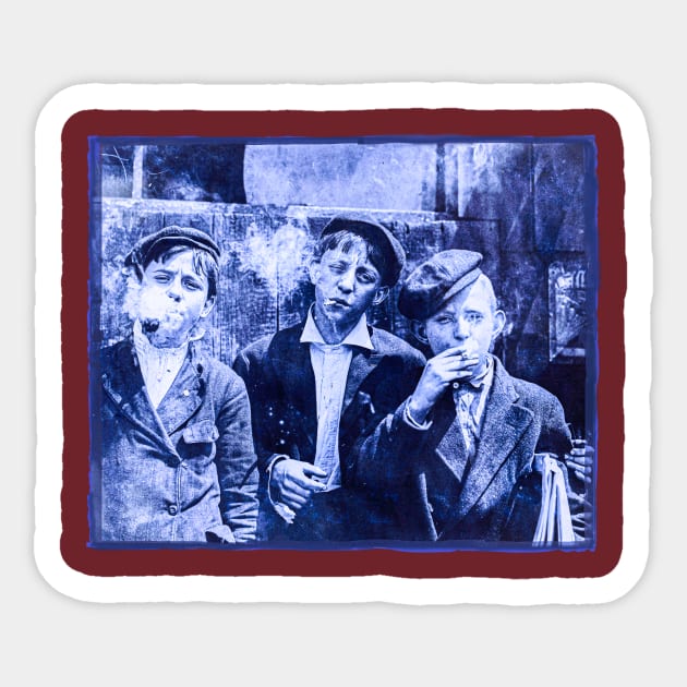 Blue - Smoking Newsies 1910 - Boys smoking St. Louis, Missouri Sticker by pocketlama